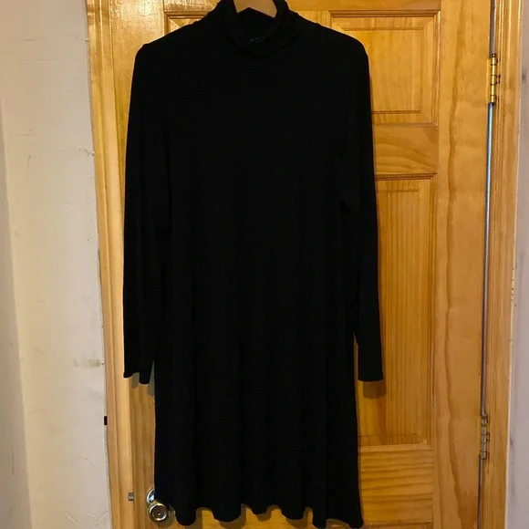 Eileen Fisher - Stretch Jersey Knit Turtleneck Dress Black / XL